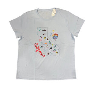 NWT J. Crew Light Blue California Graphic Tee